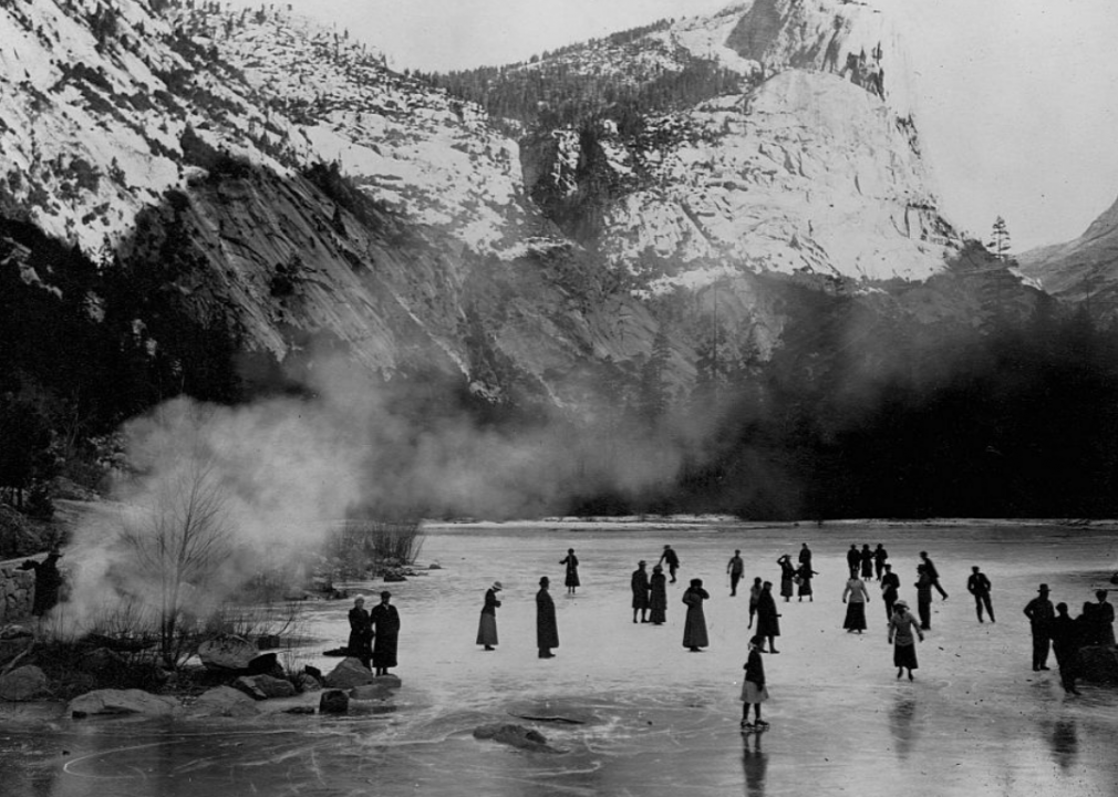 Ice skaters at Yosemite National Park